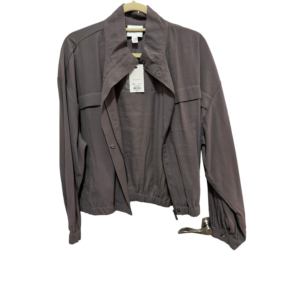 Nine West - Waist Length Snap up Utility Jacket / Blazer - Gray / Taupe - Size L
